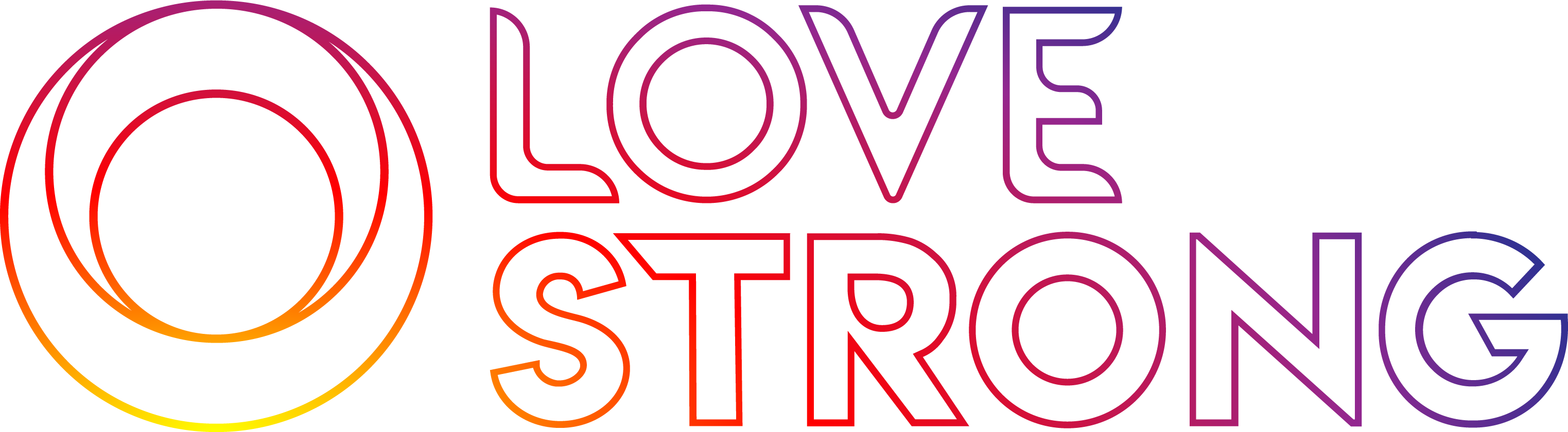 a sunrise within the love strong logo.